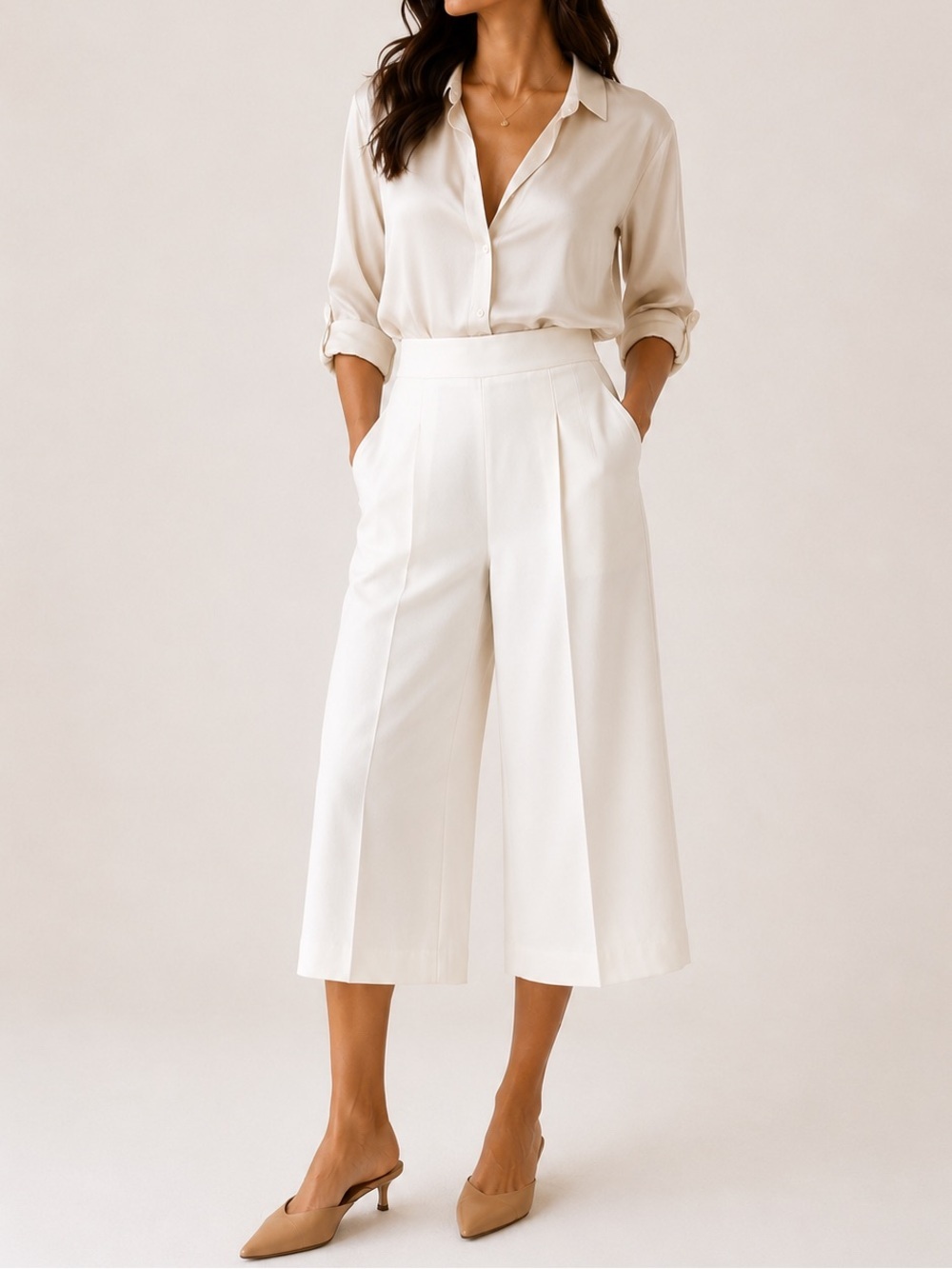 A.L.C. Colette White Wide Leg Culottes Pants Size 4 Luxury